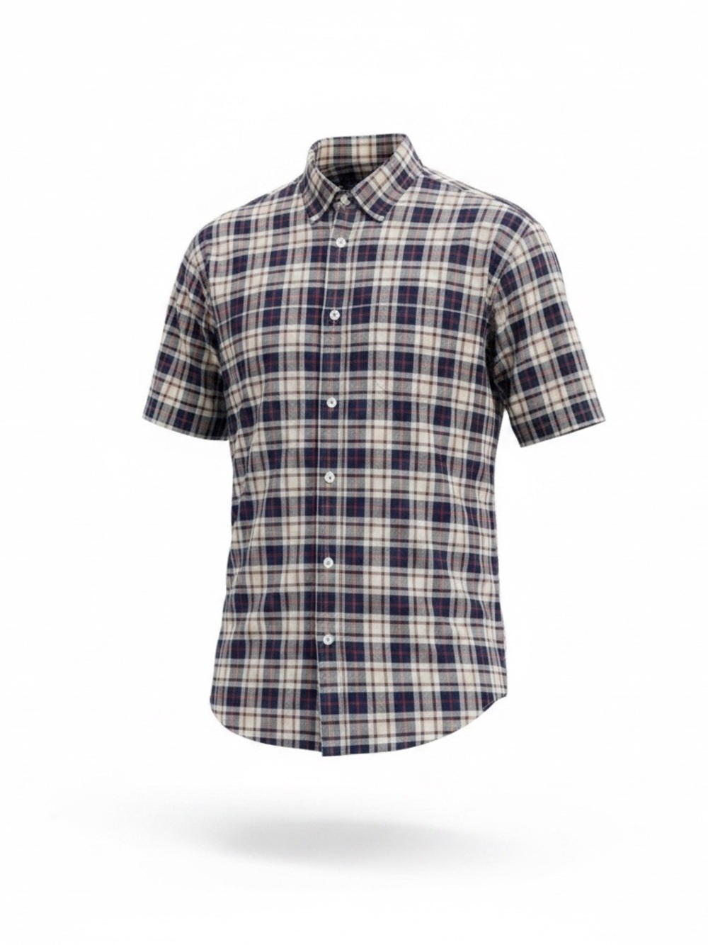 Theory Zack PS A Plaid Blue Button Front Short Sleeve Shirt XL Mens - Picture 4 of 11